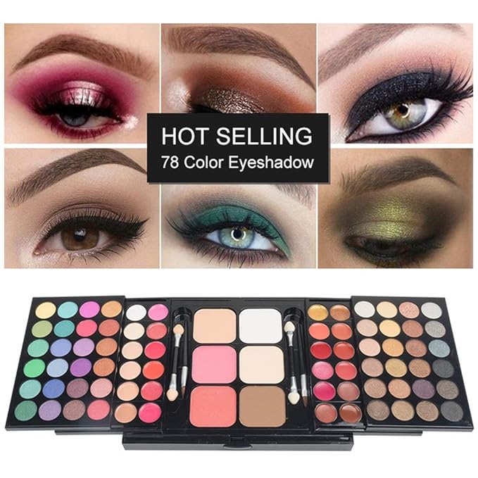 78 Color Makeup Palettes Kit, with 48 Pigmented