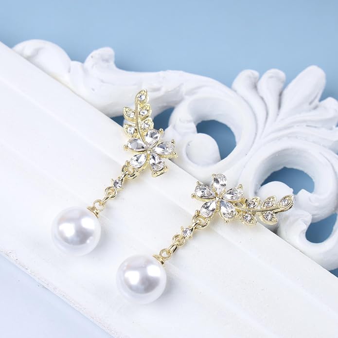 Vintage Crystal Flower Ear Climber Earrings