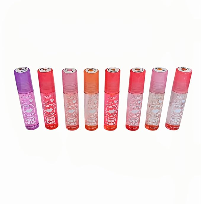 Amuse Cosmetics Roll On Rollerball Kissing Fruit Lip Gloss Strawberry Apple Grape Cherry Peach Orange Gum (Strawberry)