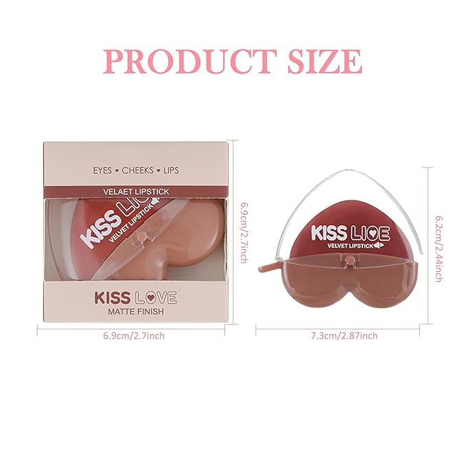 Deep Ruby Rose Red Burgundy Matte Velvet Lipstick for Women-3 Colors Long-Wear Non-Stick Cup Heart Shape Lazy Lipstick Set, Waterproof High Pigmented 24 Hours Lip Stick Makeup for Lazy People -Set 2