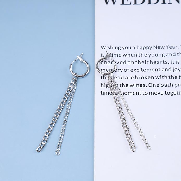 Vintage Tassel Chain Earrings Silver Fringe