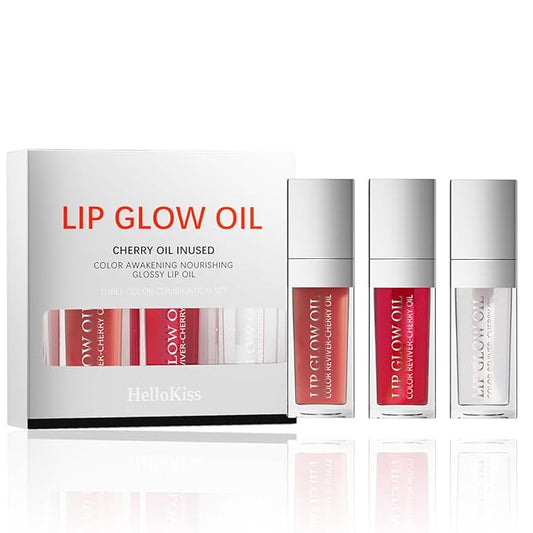 3 Set Lip Oil Hydrating Tinted Lip Balm, Plump Lip Gloss Lip Care Transparent Toot Lip Oil Tinted, Fresh Texture & Non-sticky, Nourishing Repairing Lip Lines Lip Care Products (Set B)