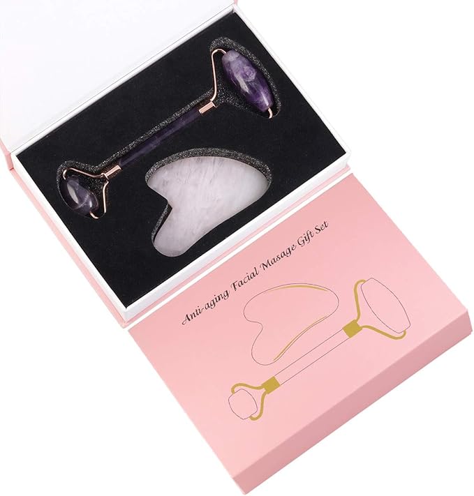 mookaitedecor Amethyst Roller & Rose Quartz Scraping