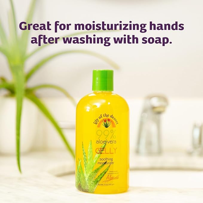 Lily Of The Desert Gelly Moisturizer - 99% Organic Aloe Vera Gel for Skin, After Sun Care with Aloe, Vitamin E Oil, and Vitamin C for Sunburn Relief, 12 Fl Oz