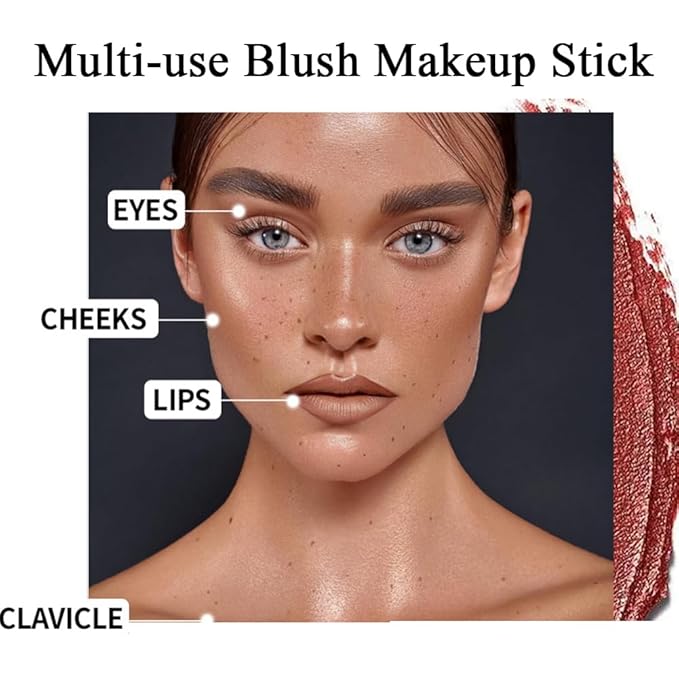 Orange Cream Blush Stick for Cheeks, Waterproof Face All Skin