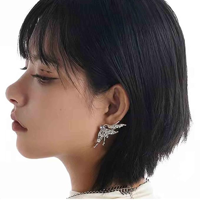 Punk Butterfly Wing Earrings Rhinestone Wing