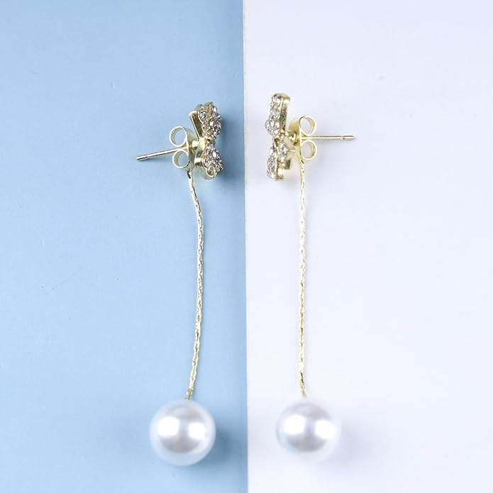 Boho Pearl Tassel Drop Earrings Vintage