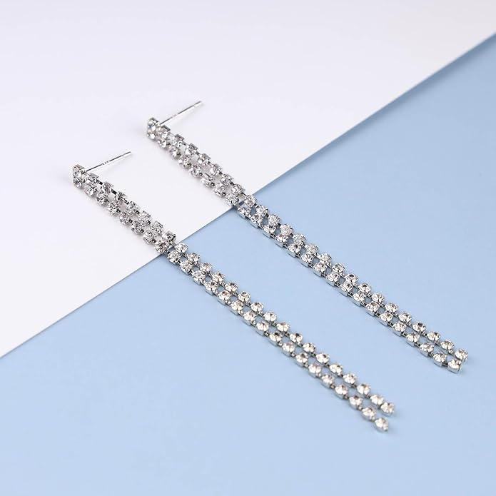 Vintage Rhinestone Chandelier Drop Earrings Long