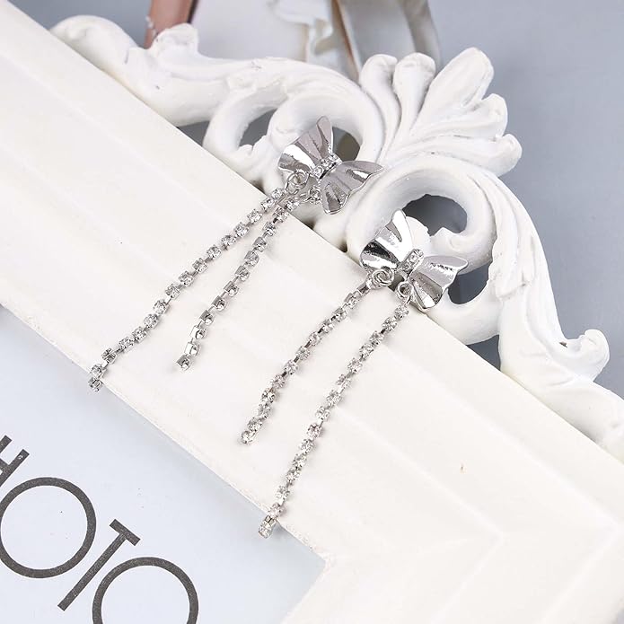Vintage Bow tennis chain Drop Earrings