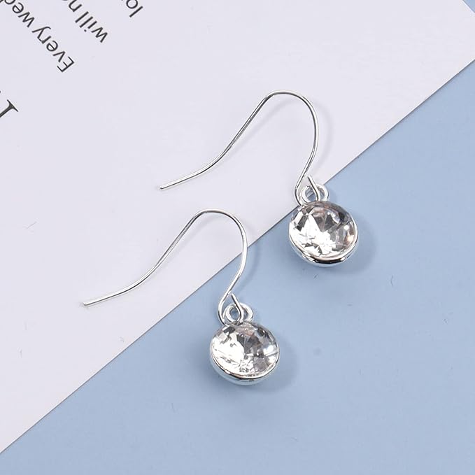 Crystal Dangle Drop Earrings Silver Dangle