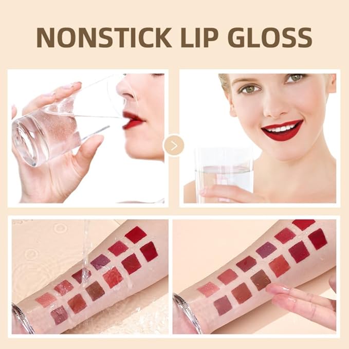 Matte Liquid Lipstick Set, 12 Colors Velvet Lip Glosses