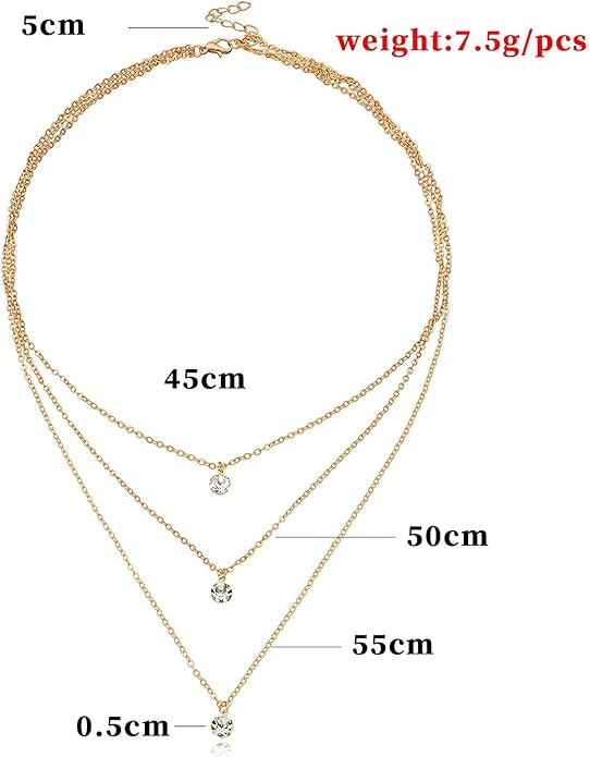 Boho Layered Crystal Necklace Gold Rhinestone