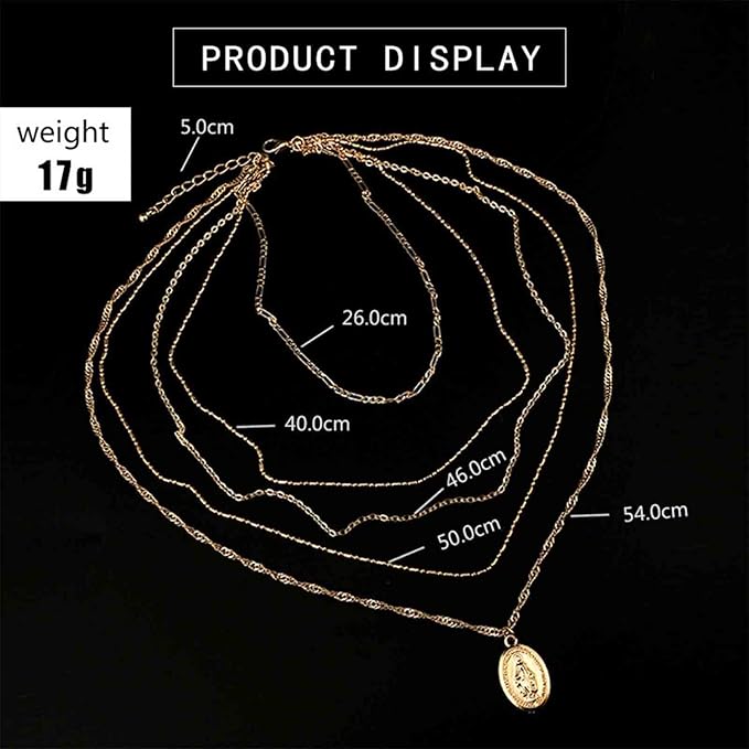 Boho Layered Oval Coin Necklace Choker