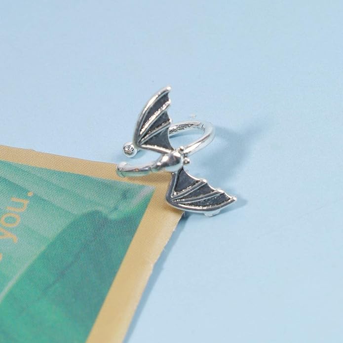 Gothic Bat Cuff Earrings Gold Bat