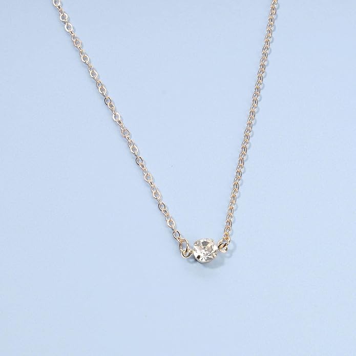 Boho Tiny Crystal Choker Gold Clear Quartz Pendant