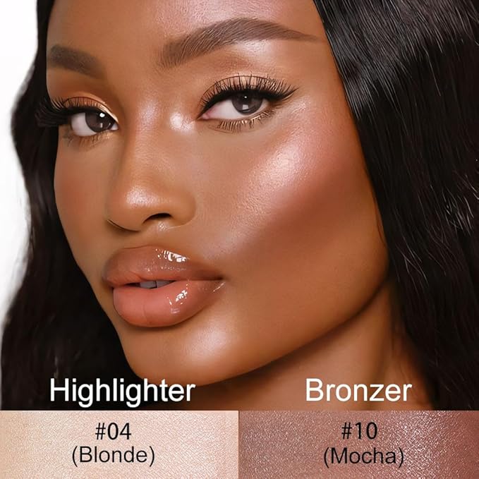 Kaely 2Pcs Cream Contour Highlighter Stick Kit,Bronzer Cheek Stick Waterproof,04+10