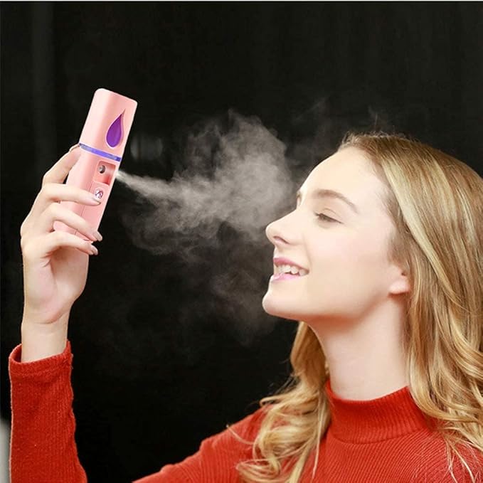 2 Pieces Handy Nano Mist Sprayer Portable Nano Facial Mister Face Steamer Atomization Mini Eyelash Extensions USB Rechargeable Moisturizing & Hydration for Skin Care (2 Pink)