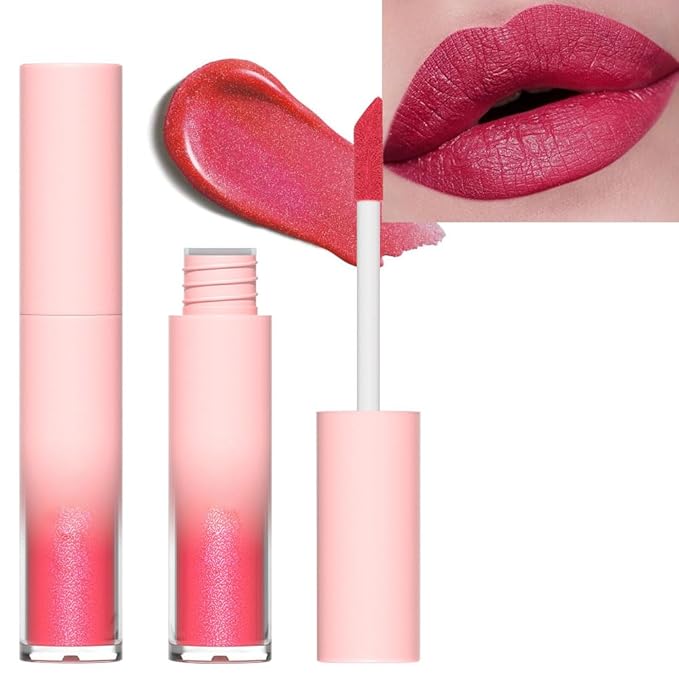Matte to Glitter Liquid Lipstick Lip Makeup,Diamond Shiny Bright Red Glitter Sparkly Glossy Metallic Shimmer Sparkle Waterproof Lip Stick Lip Gloss for Women Lip Stain Long Lasting 24 hours