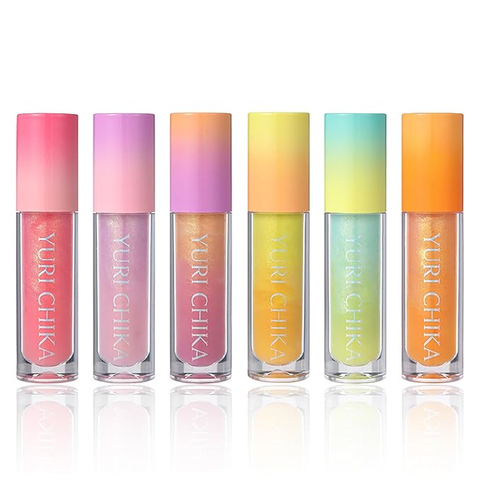 Shimmer Glitter Lip Gloss Oil,6 Color Hydrating Sparkly Lipstick,Non-Sticky Fresh Texture Lip Oil,Long Lasting Moisturizing Lip Makeup (01/02/03)