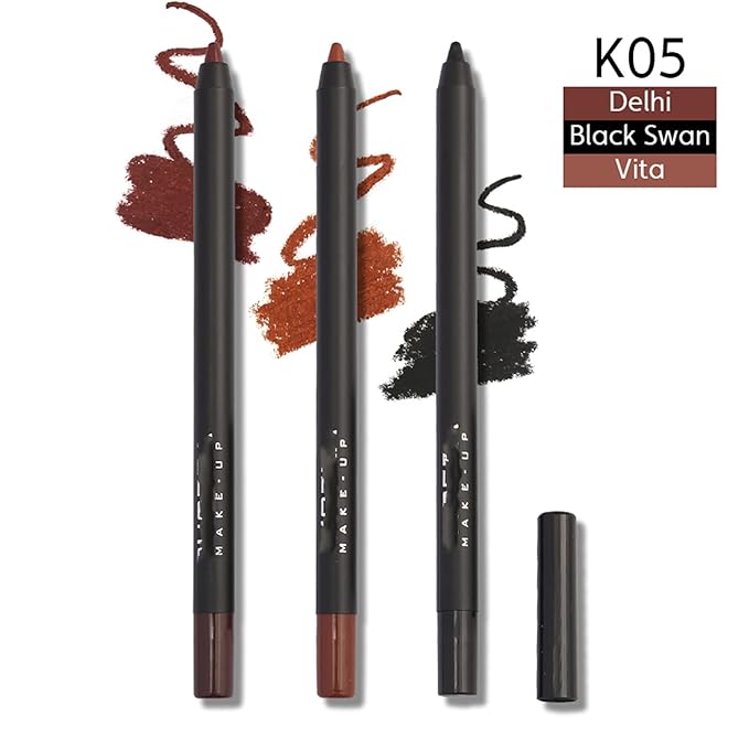 MAEPEOR Matte Lipliner and Eyeliner Kit 3 PCS Smoothly Creamy Lipliner and Eyeliner Pen Set for Daily Wear (3PCS Kit 5)