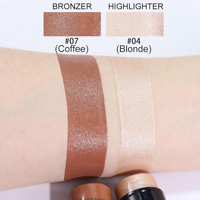 Kaely 2Pcs Cream Contour Highlighter Stick Kit,Bronzer Cheek Stick Waterproof,04+07