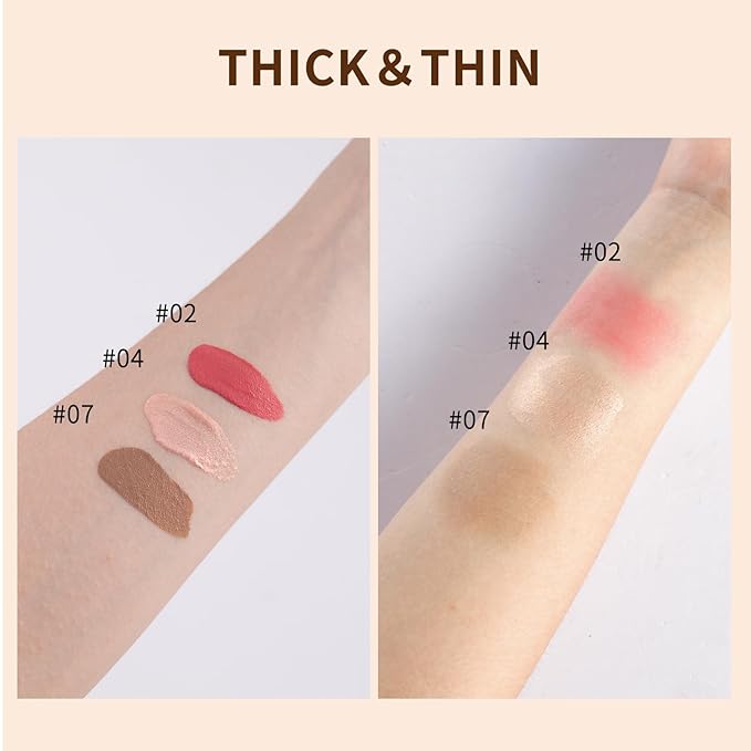 Liquid Contour,Liquid Highlighter, Liquid Blush with Face Brush