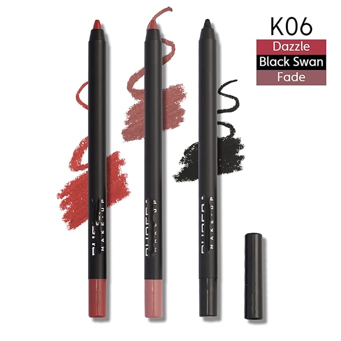 MAEPEOR Matte Lipliner and Eyeliner Kit 3 PCS Smoothly Creamy Lipliner and Eyeliner Pen Set for Daily Wear (3PCS Kit 6)