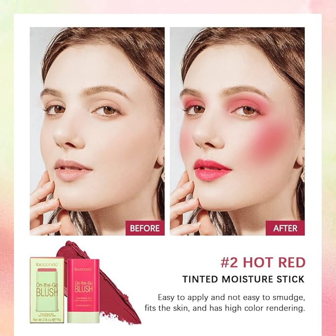 Blush Stick Matte Finish Waterproof Long Lasting Pink (2#hot red)