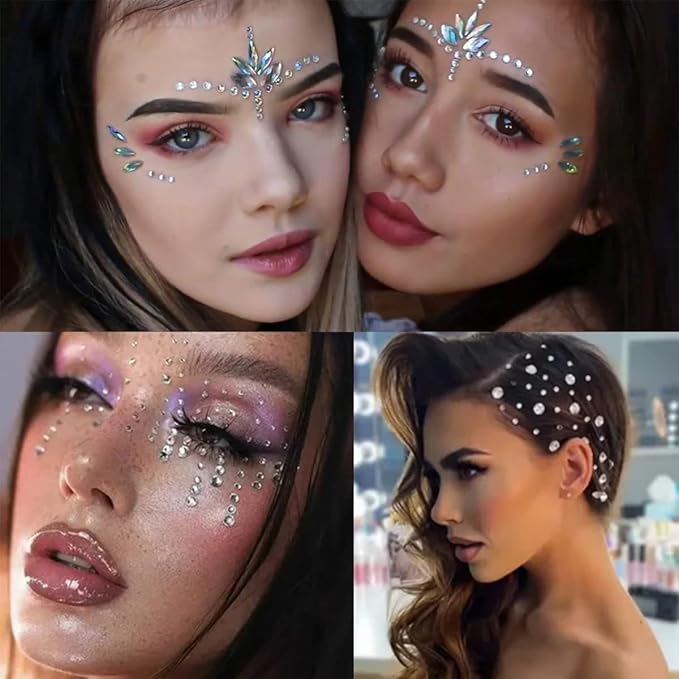 12 Sheets Self Adhesive Rhinestones for Makeup Eyes Rhinestone Stickers