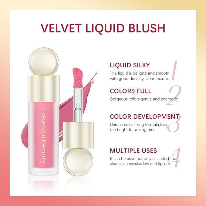 Liquid Blush, Soft Cream Liquid Blush for Cheeks, Wear (04#)