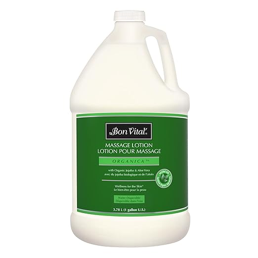 Bon Vital' Organica Massage Lotion with Certified Organic Ingredients for an Earth-Friendly Massage, Natural Moisturizer Lotion for Soothing Back & Neck Massages, 1 Gal, Label may Vary