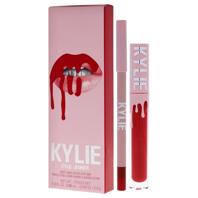 Velvet Lip Kit - 405 Red Velvet by Kylie Cosmetics for Women - 2 Pc 0.10oz Velvet Liquid Lipstick, 0.03oz Lip Liner