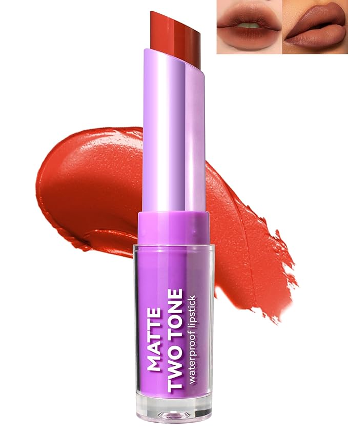 Nude Matte Lipstick, 2 In1 Two Tone Waterproof Gloss