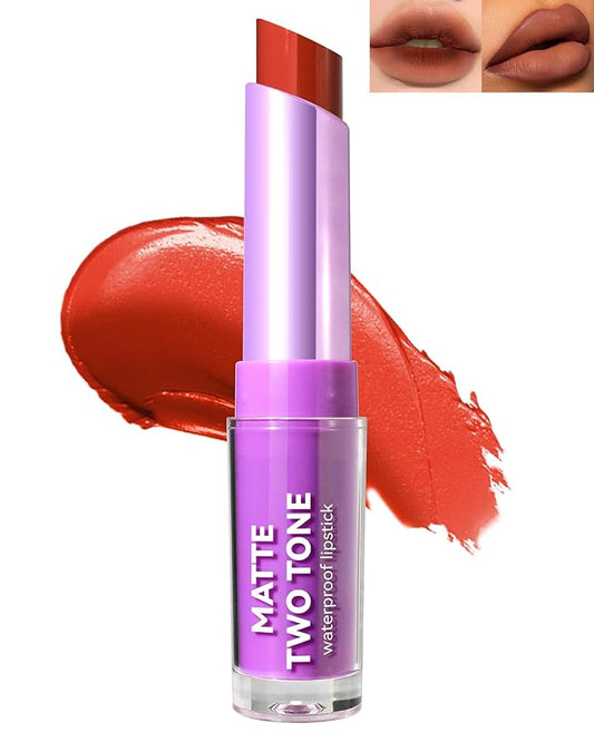 Nude Matte Lipstick, 2 In1 Two Tone Waterproof Gloss