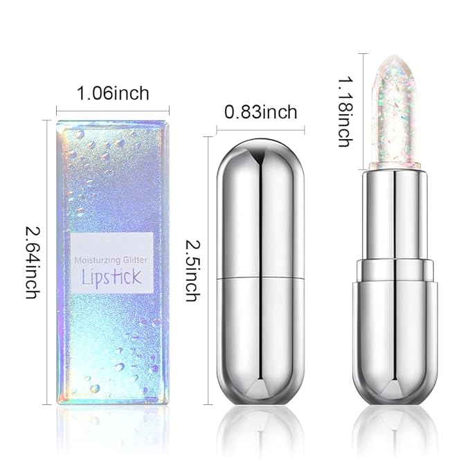 BINGBRUSH Clear Crystal Color Changing PH Lipstick,Rich in Vitamin E for All-Day Moisture,Gold Foil Long Lasting Moisturizer Waterproof Discoloration (02#)