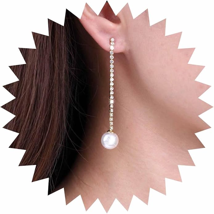 Vintage Rhinestone Pearl Drop Earrings Gold