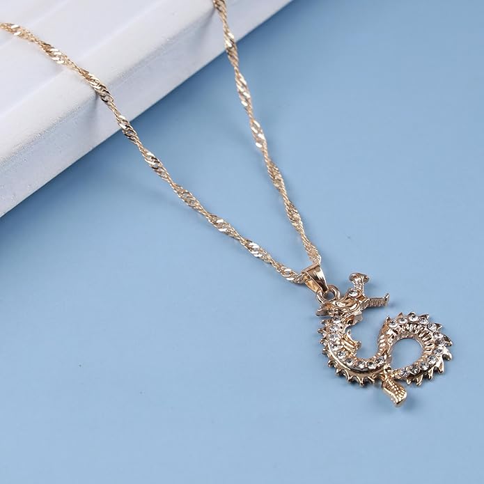 Vintage Dragon Pendant Necklace Punk Dragon