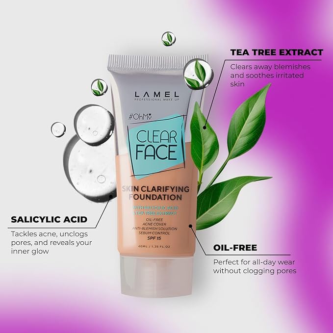 Lamel- Oh my Clear Face Foundation-406 Sand | 40ml