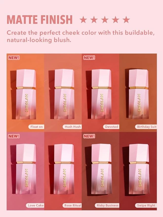 SHEGLAM Color Bloom Liquid Blush Makeup for Cheeks Love Cake