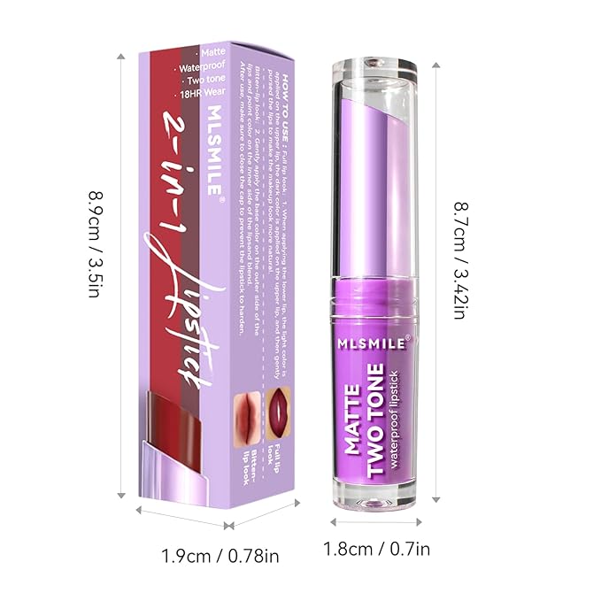 Glitter Matte Lipstick, 2 In 1 Two Tone Waterproof Lip Gloss, Sparkling High Pigment Longlasting Smudgeproof Non-Stick Cup Lipstick, Shimmer Lip Blam for Women Girl Christmas Makeup (#01)