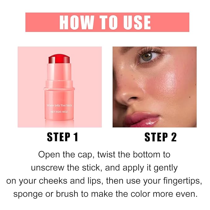 Milk Water Jelly Tint, Sheer Lip & Cheek Stick. (Coral)