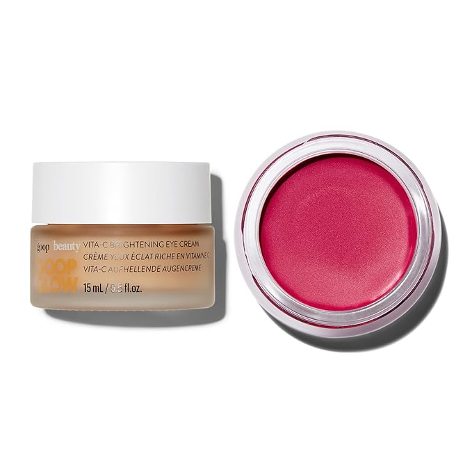 goop Beauty Vitamin C Eye Cream and Cream Blush Bundle | 0.5 oz Brightening Eye Cream for Dark Circles & Puffy Eyes | 0.5 oz Soft Fuchsia Cream Blush for a Sheer Pop of Color on Lips & Cheeks
