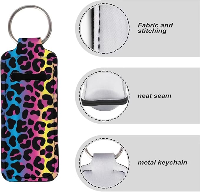 Chapstick Holder Rainbow Leopard Pattern Lip
