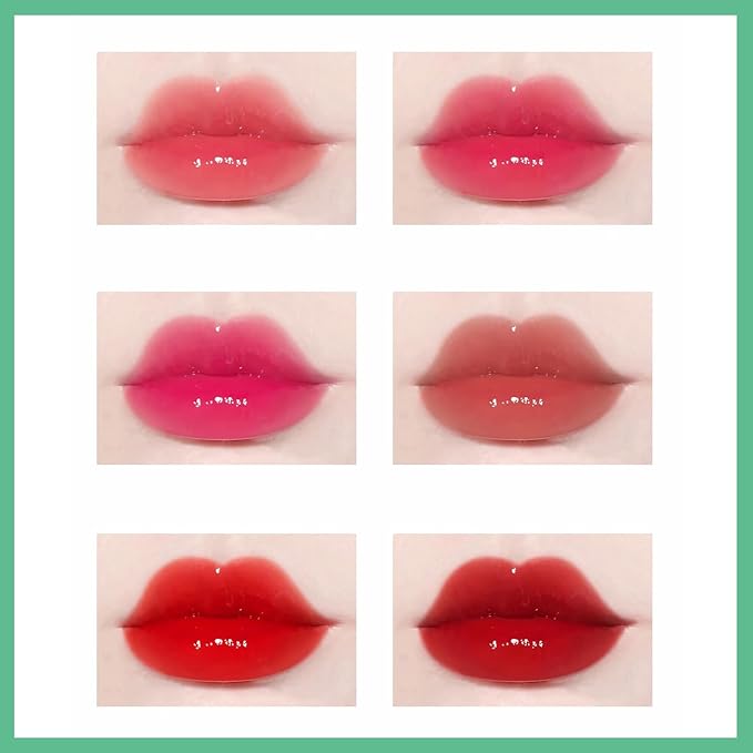 6 Colors Lip Tint Stain Set, Korean Lip Gloss Plumping Lip Tint Moisturizing Watery Mini Liquid Lipstick, Multi-use Lip and Cheek Tint, Long Lasting,Non-Stick Cup Lip Makeup