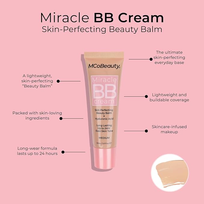 MCoBeauty Miracle BB Cream, Natural Tan, Skin-Perfecting Coverage Free Cosmetics