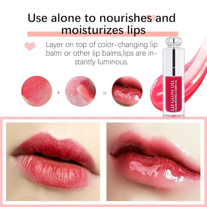 Moisturizing Lip Oil,No-Sticky Gloss Balm Care,Fruit