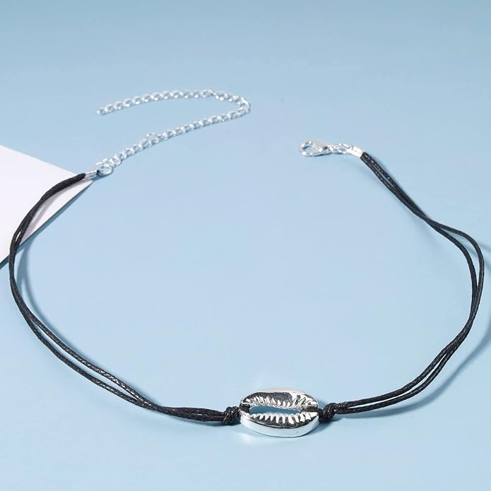 Boho Layered Suede Choker Necklace Black