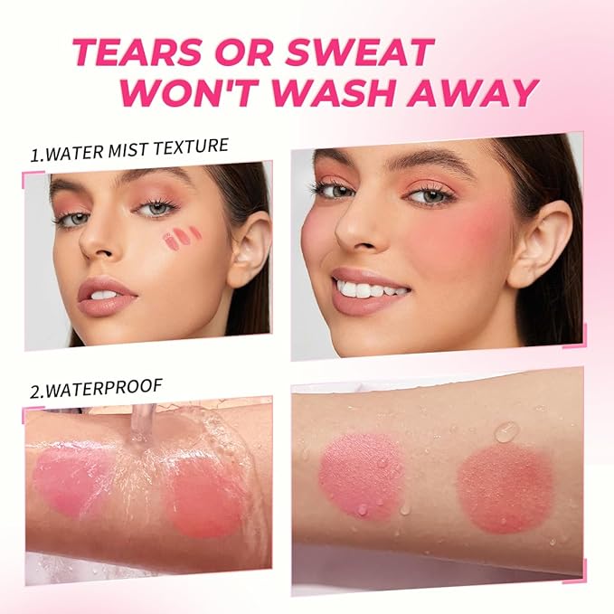 4 Colors Liquid Blush Makeup Kit, Long Lasting Set 4Pcs