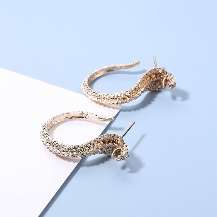 Vintage Snake Studs Earrings Gold Snake