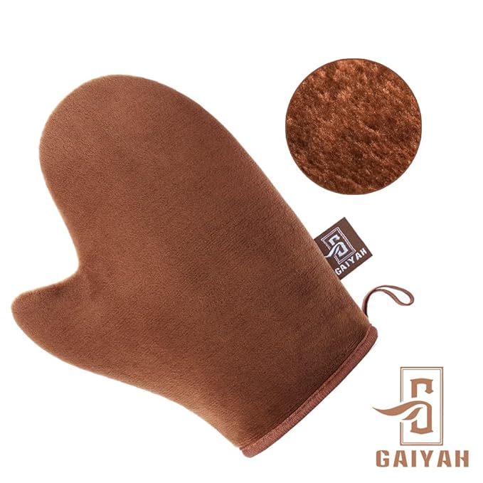 GAIYAH Self Tanning Mitt Applicator Kit, With Back Lotion Applicators For Your Back, Exfoliator Glove and Finger Face Mitt